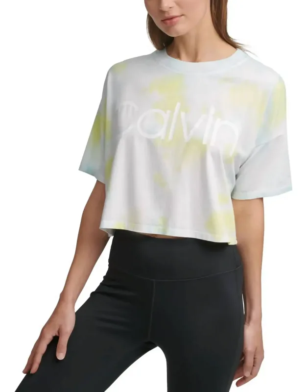 Activewear Performance Cropped Tie-dyed T-shirt
