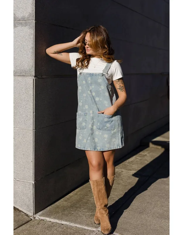 Make A Wish Dandelion Overall Mini Dress