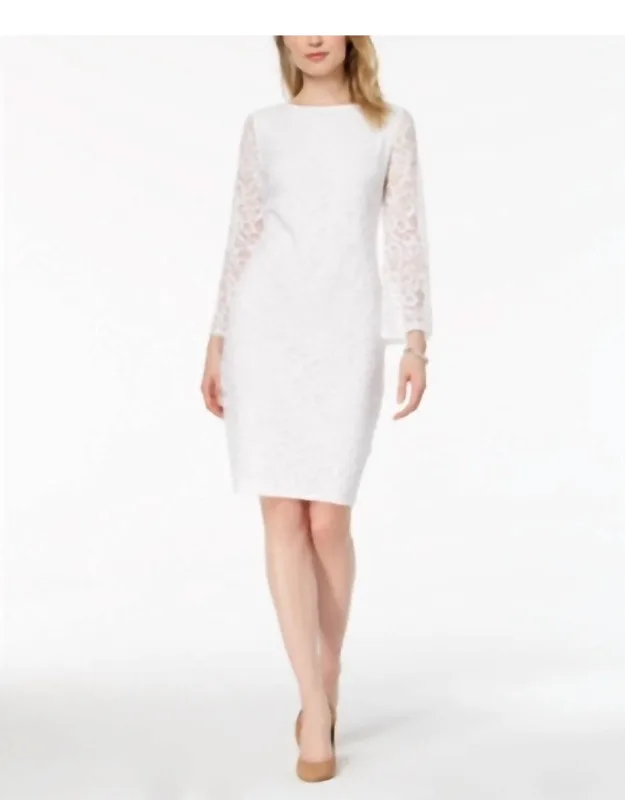 Lace Bell Sleeve Sheath Dress
