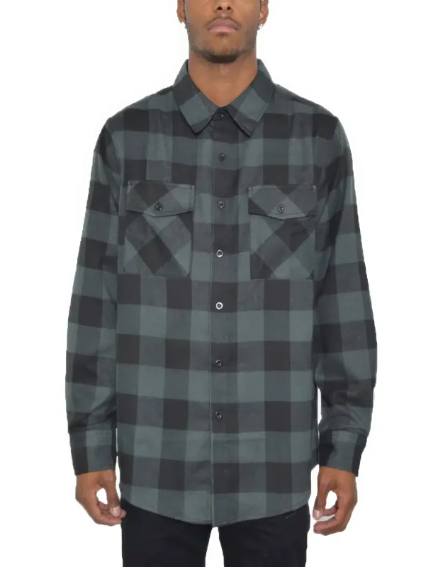 Checkered Long Sleeve Flannel Shirt