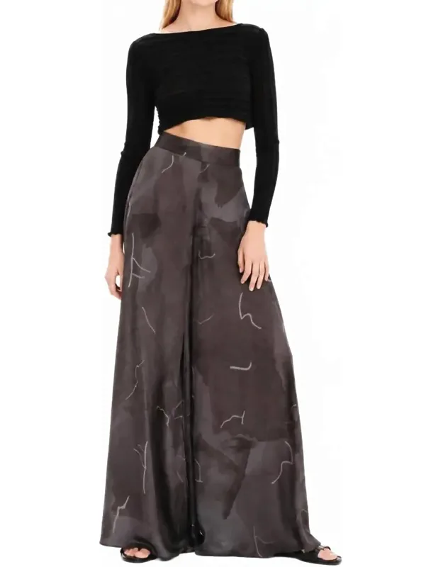 Abstract Silkiness High Waisted Wide Leg Trousers