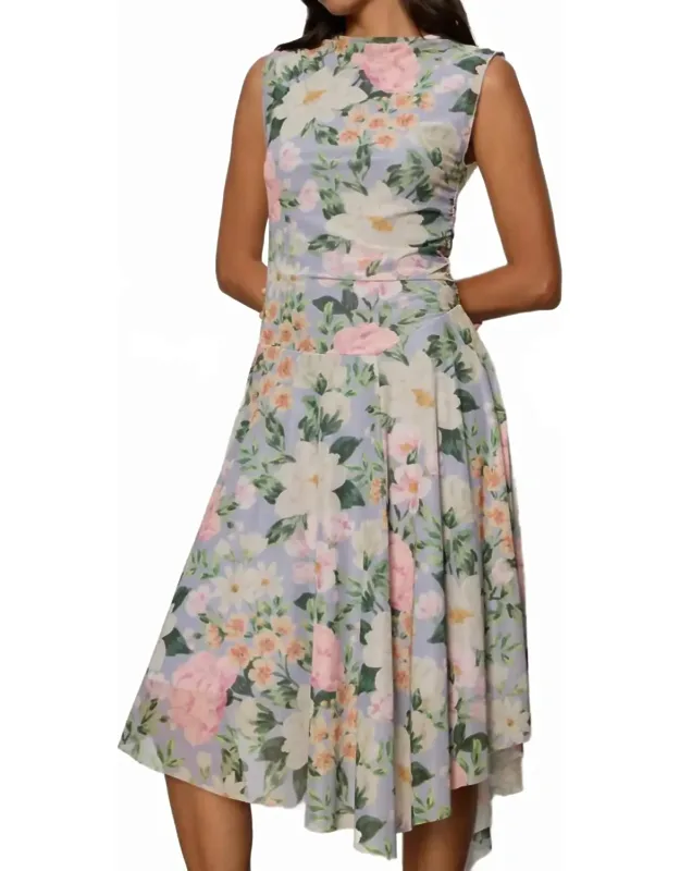 Mesh Midi Dress In Spring Floral