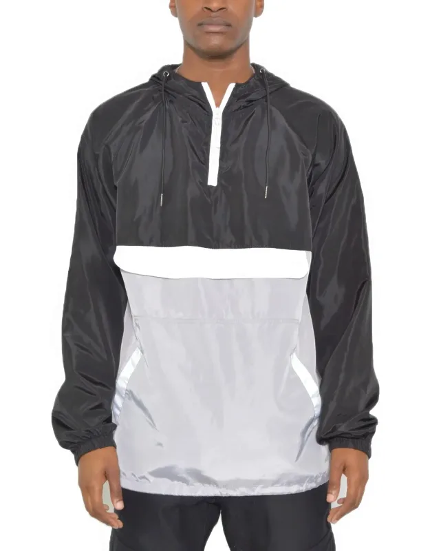 Color Block Anorak Jacket Windbreaker - Lightweight, Water-resistant