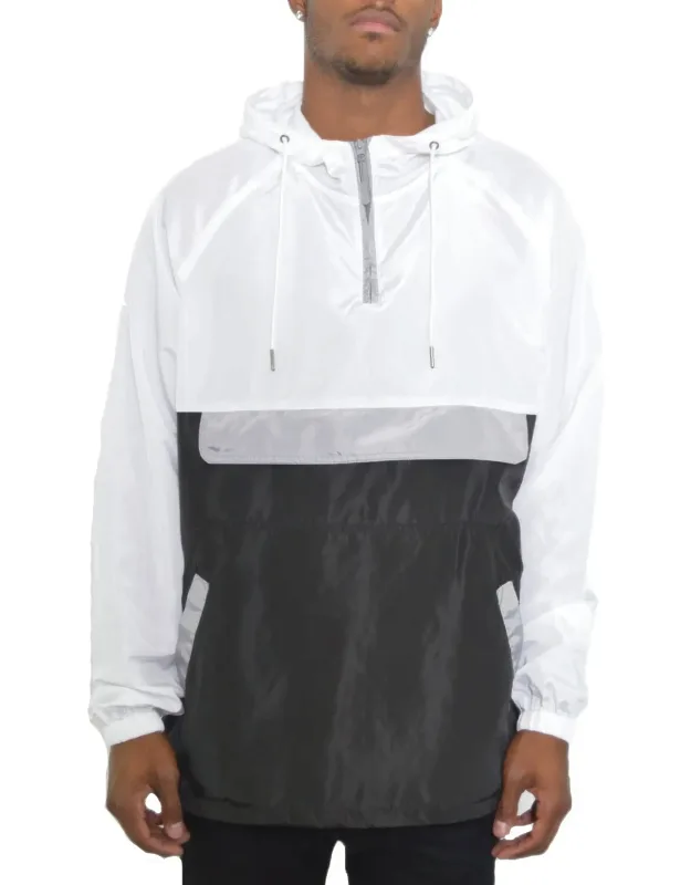 Color Block Anorak Jacket Windbreaker - Lightweight, Water-resistant
