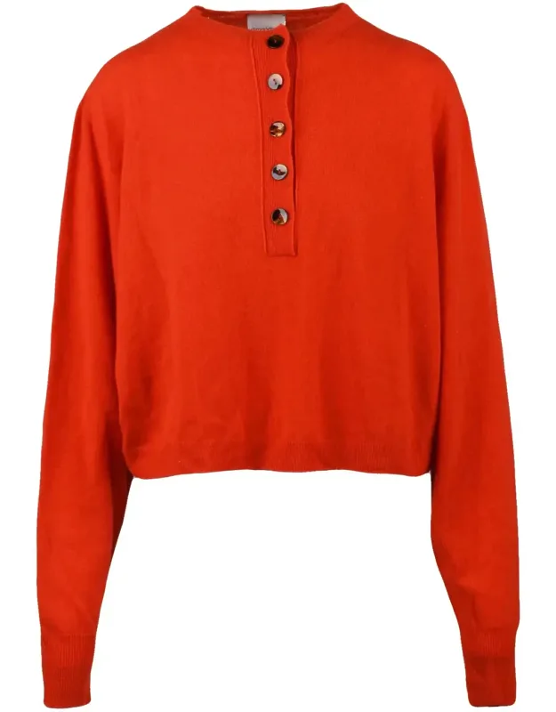Serafino Knit Sweater With Tortoiseshell Button Placket