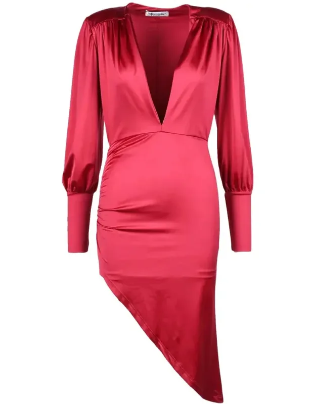 Asymmetrical V-neck Mini Dress
