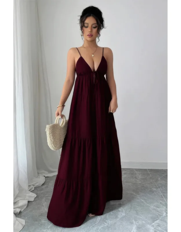 Sleeveless Elegant Suspender Aline Maxi Dress