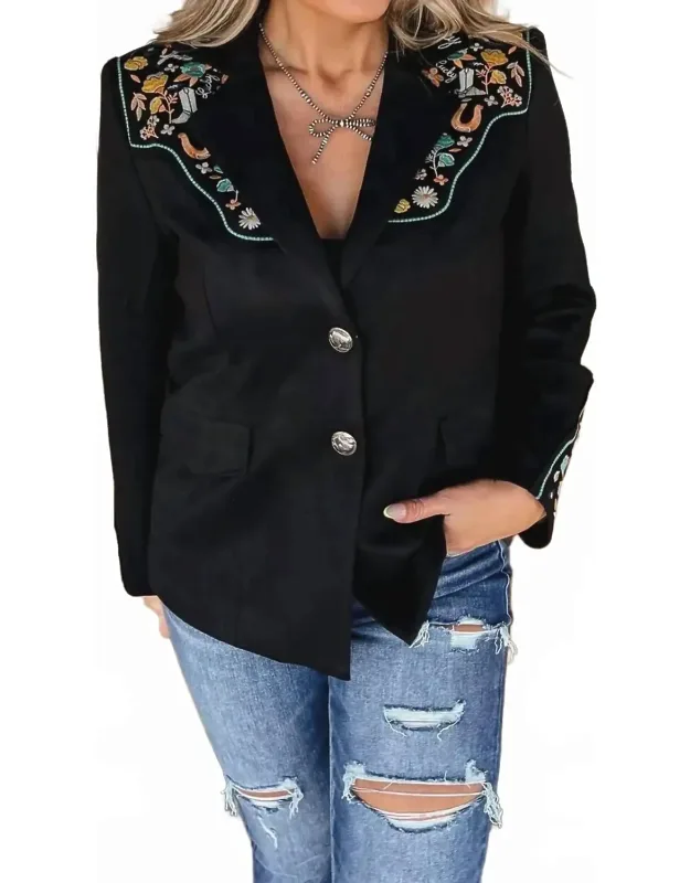 Floral Embroidered Blazer