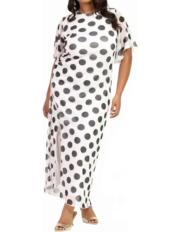 Polka Dot Ruched Side Maxi Dress