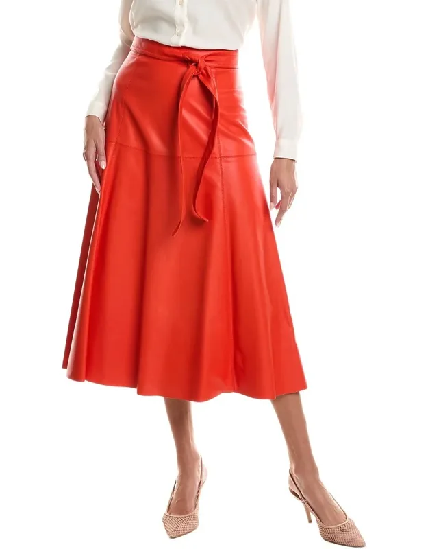 Silk-lined A-line Leather Skirt