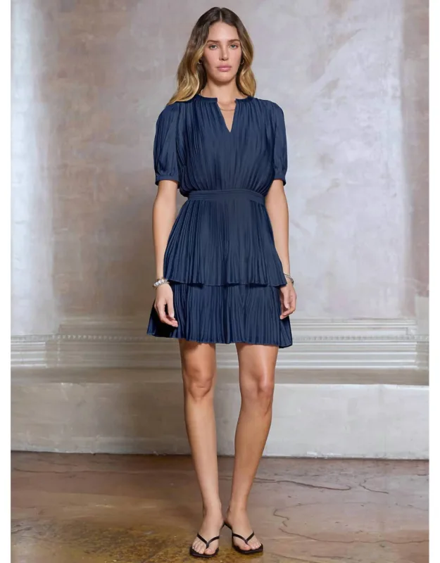 Pleated Tiered Mini Dress
