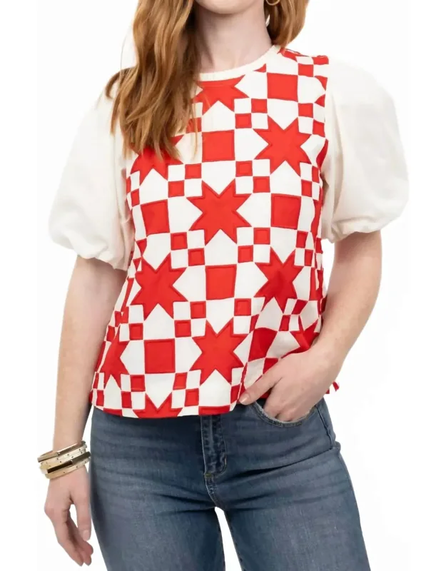 Quilted Pouf Sleeve Top