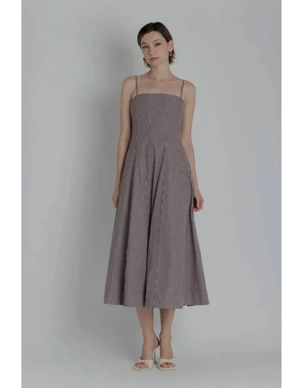 Striped Panel Midi Dress