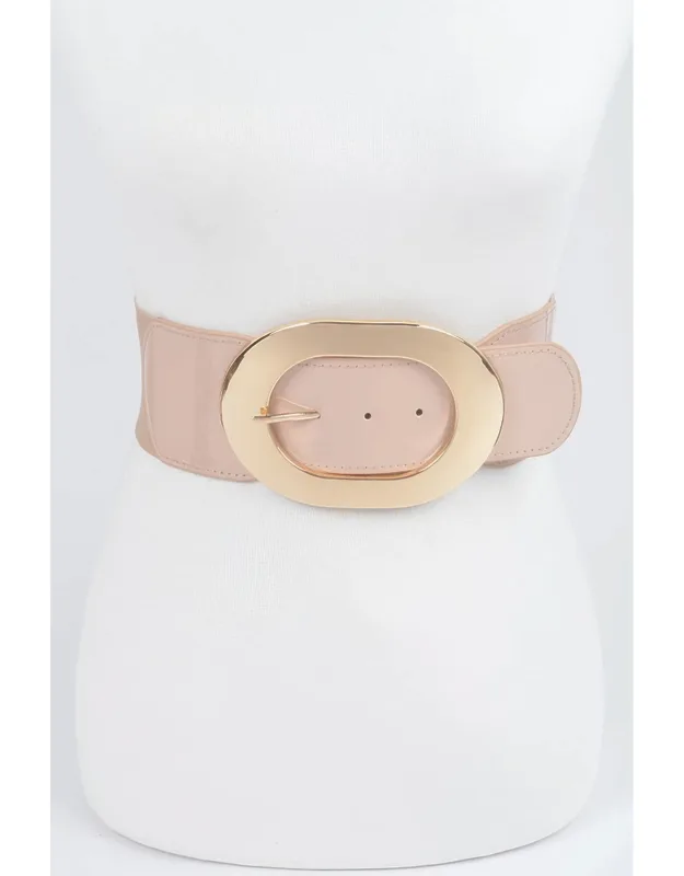 Metal Buckle Enamel Stretch Waist Belt