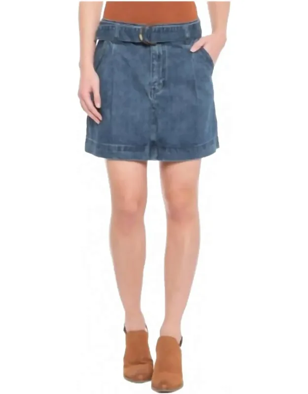 D Ring Belt Denim Mini Skirt