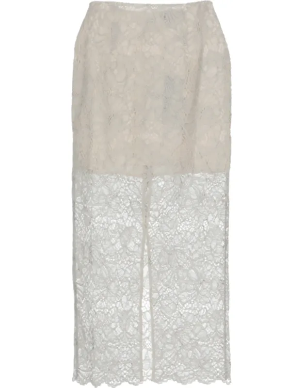 Flower Mesh Pencil Skirt