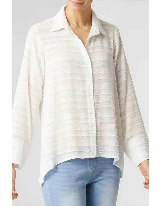 Frayed Stripe Chiffon Shirt