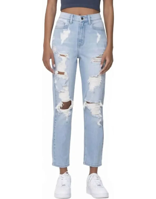 High Rise Distressed Mom Jeans