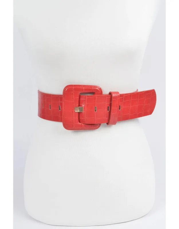 Faux Croc Leather Waist Belt