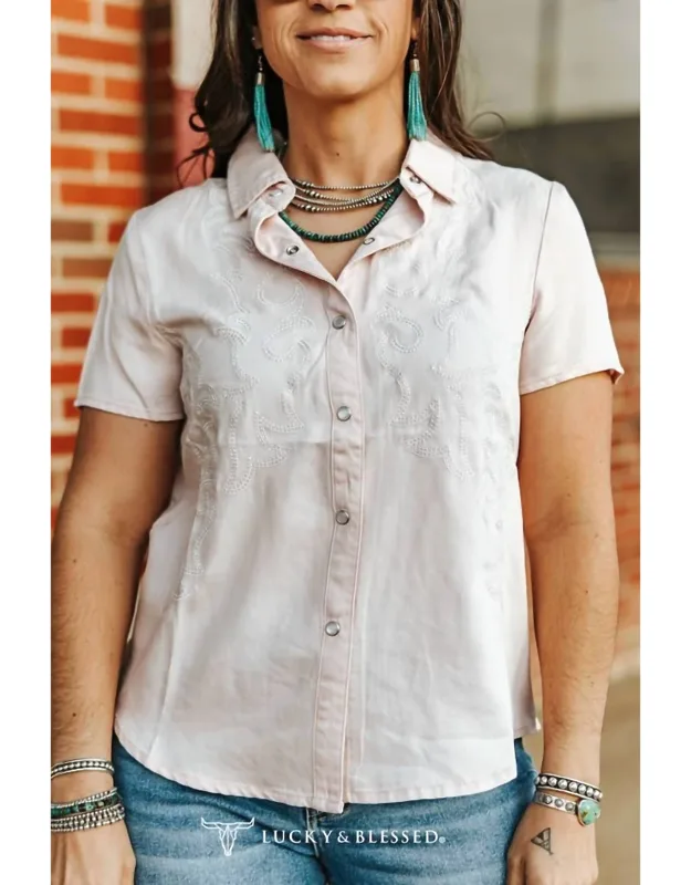 Embroidered Snap Short Sleeve Western Shirt