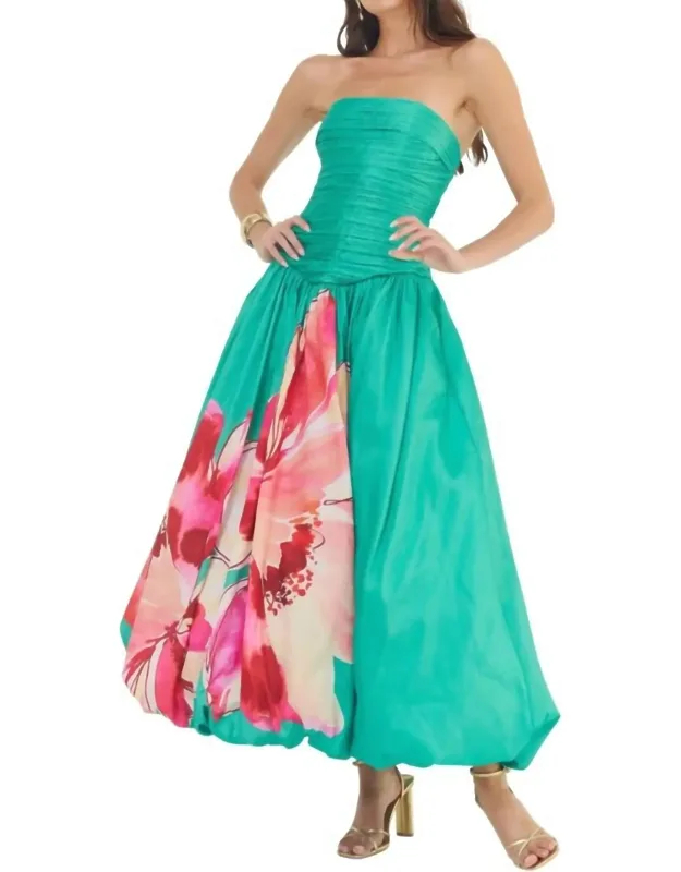 Strapless Ruched Maxi Dress