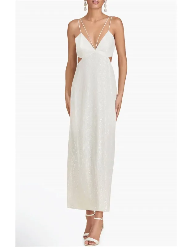 Cutout Sequin Column Maxi Dress