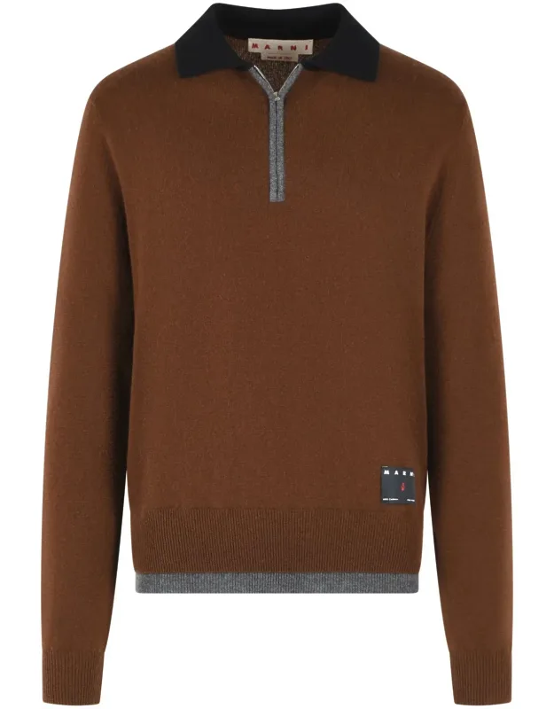 Cashmere Polo Shirt With Ribbed Collar