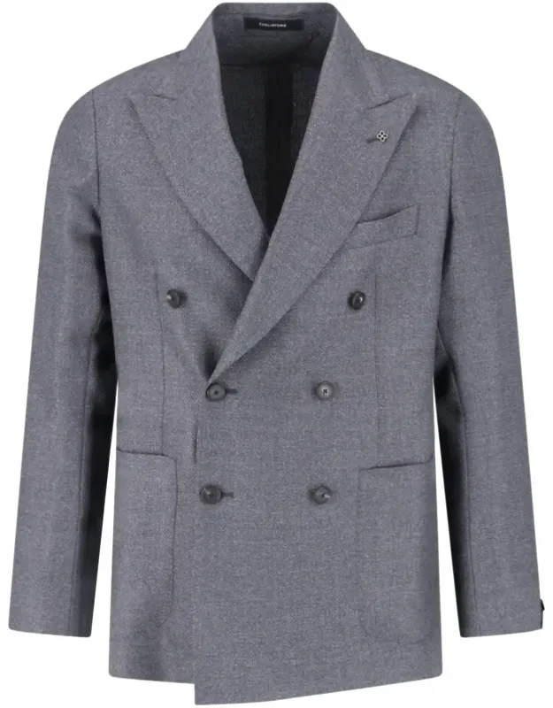 Double-breasted Virgin Wool Blazer With Peak Lapel