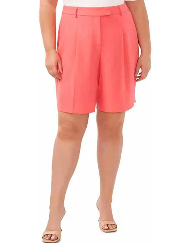 High Waisted Pleated Bermuda Shorts