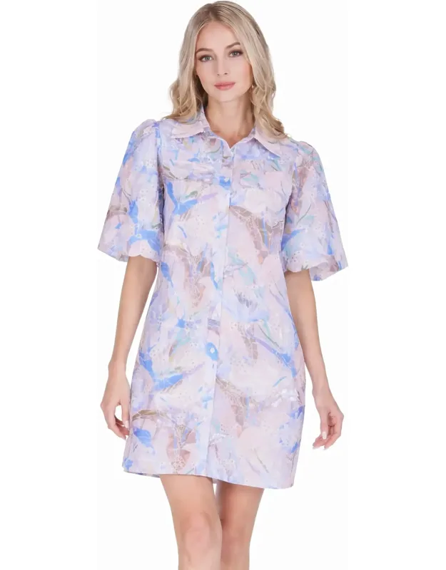 Puff Sleeve Fitted Shirt Mini Dress