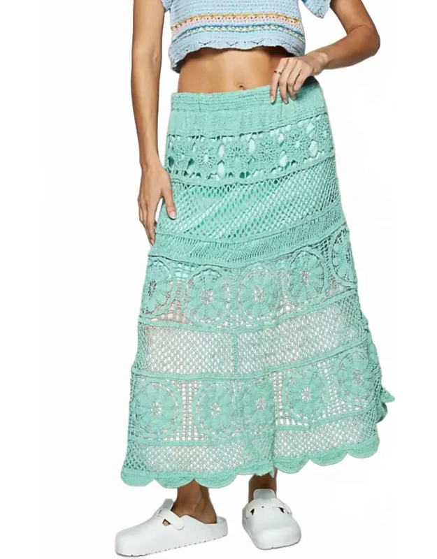 Lace Tiered Midi Skirt