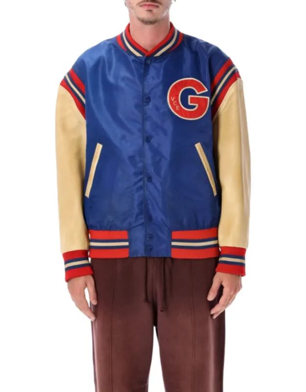 Vibrant College Bomber Jacket With Contrasting Details