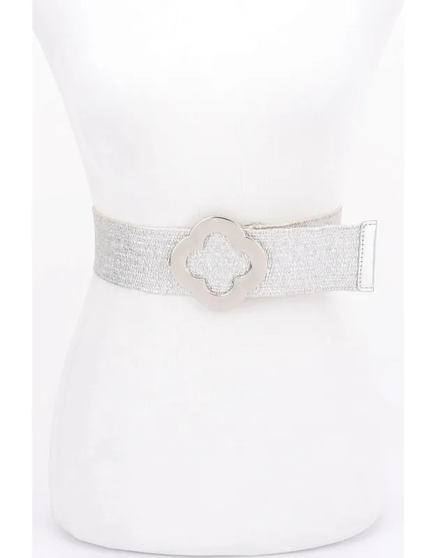 Metal Buckle Metallic Stretch Belt