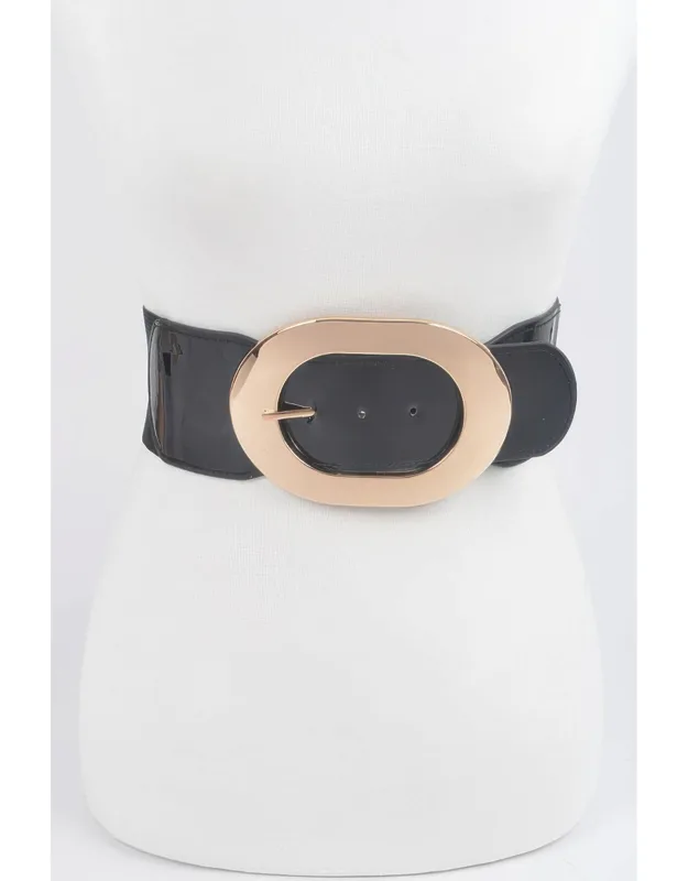 Metal Buckle Enamel Stretch Waist Belt