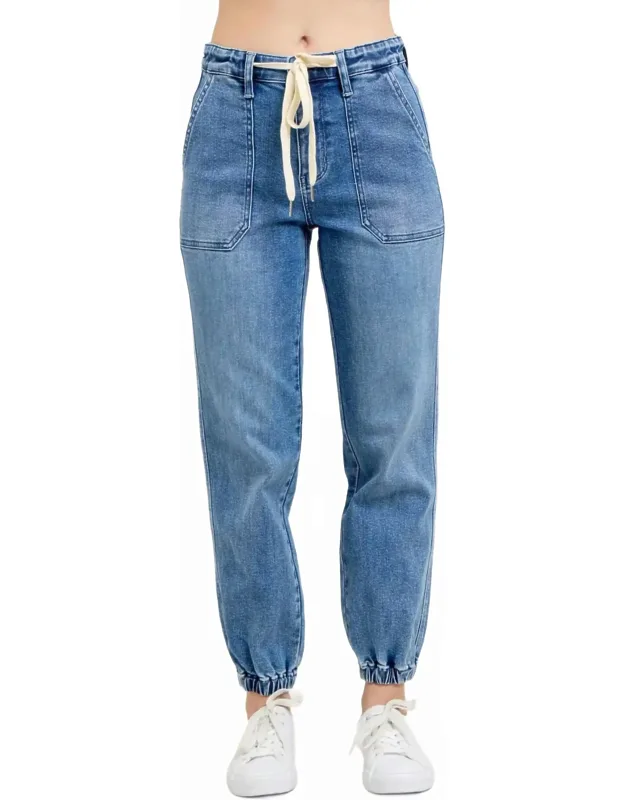 High Waist Denim Jogger Jeans