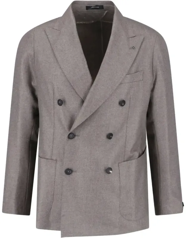 Virgin Wool Double-breasted Blazer With Peak Lapel
