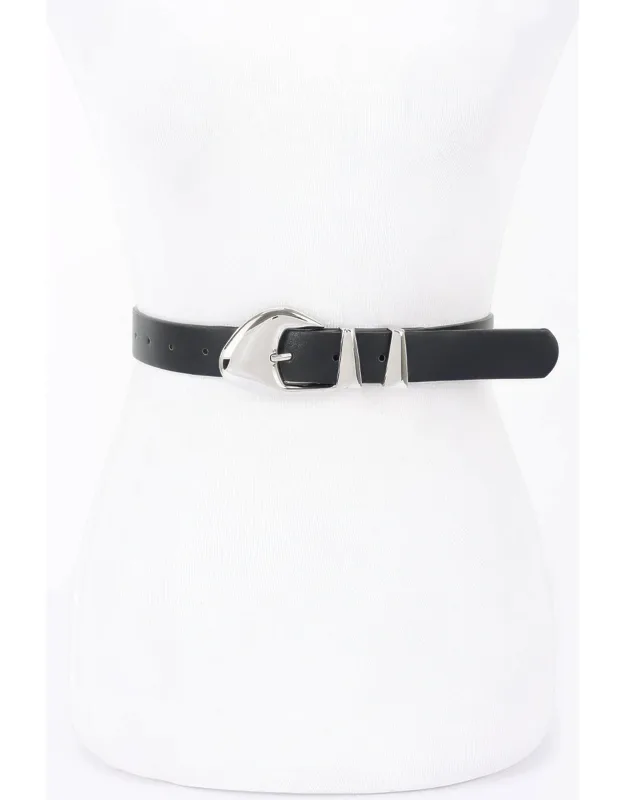 Faux Leather Multi Metal Buckle Belt
