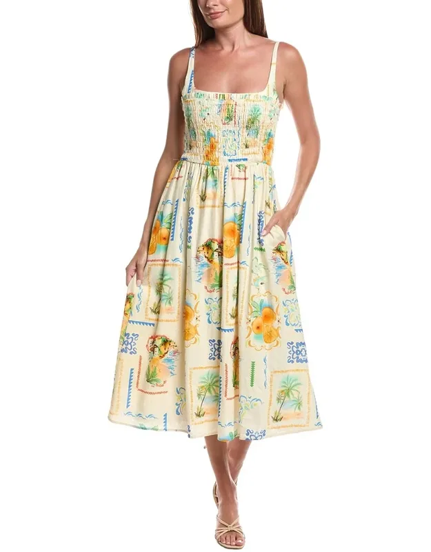 Sleeveless Linen-blend Midi Dress