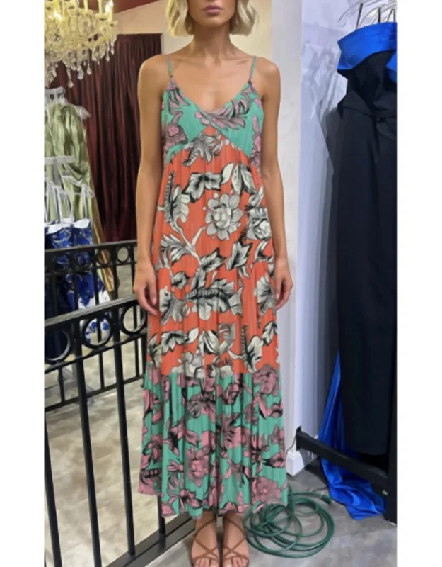 Flowy V Neck Maxi Dress