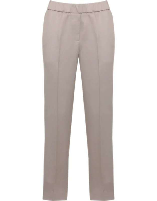 Linen Embellished Straight-leg Pants