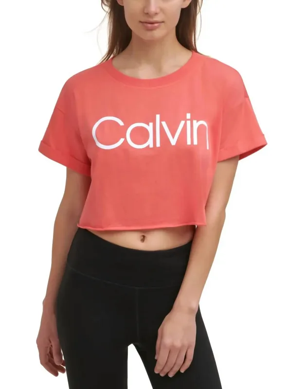 Cropped Raw Hem Logo T-shirt