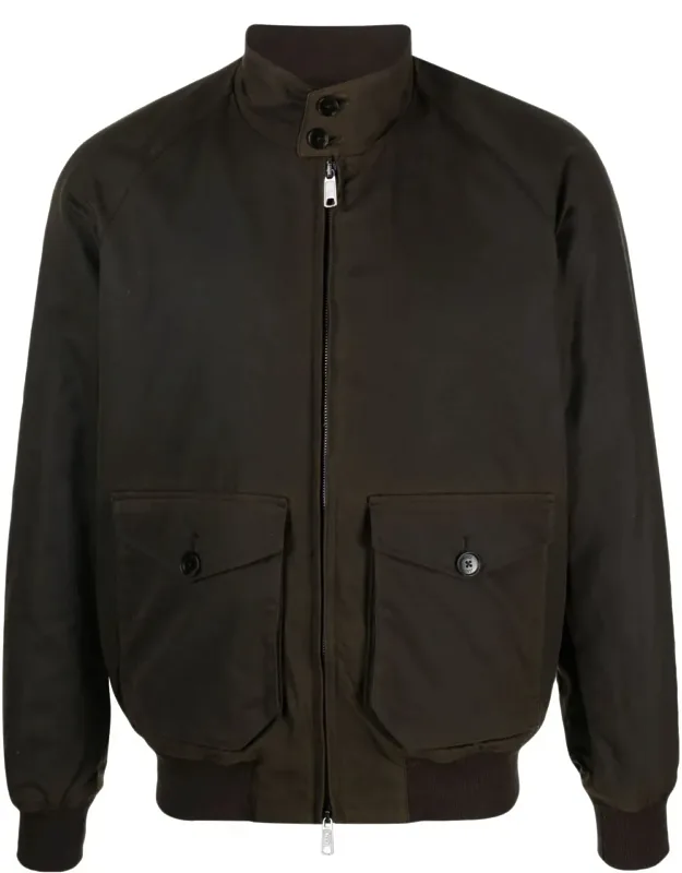 Waxed Jacket With High Collar And Glossy Finish