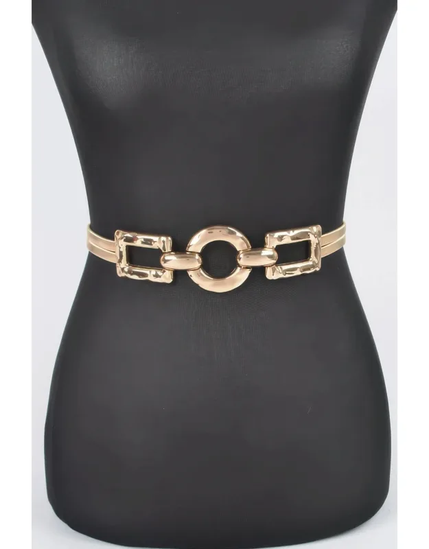 Hammered Metal Buckle Stretch Belt With Comfortable Fit And Versatile Style