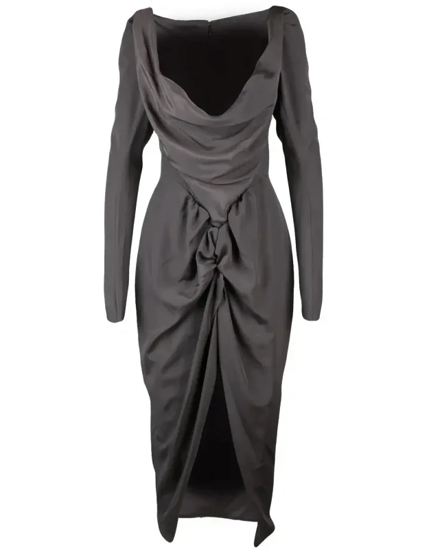 Asymmetric Draped Midi Dress