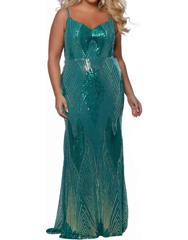 Fitted V-neck Stretch Jersey Sequin Embellished Dress