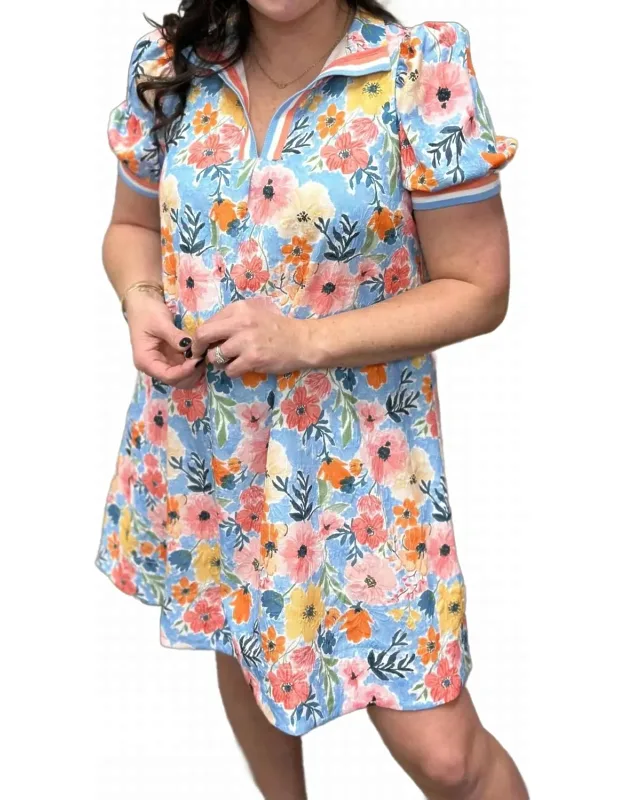 Floral Print High Neck Mini Dress