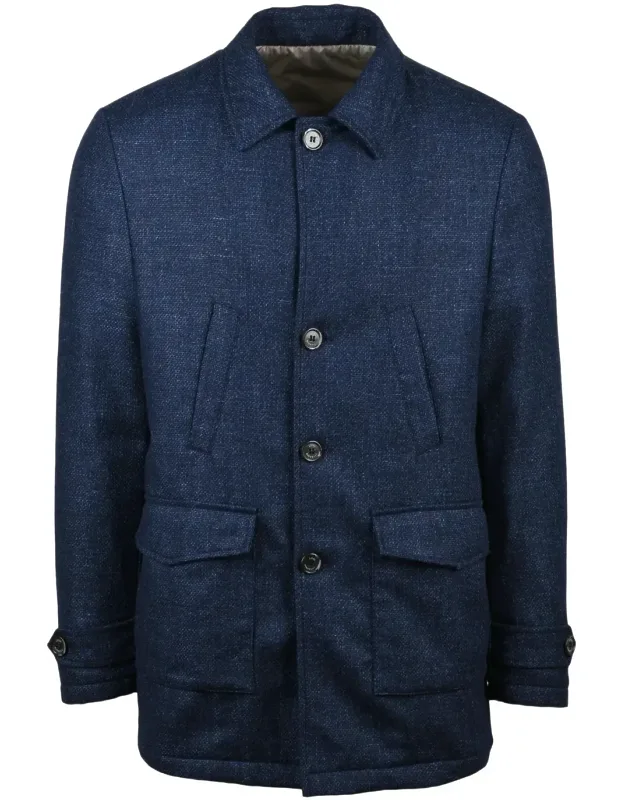 Perforated Jacket With Button Closure And Flap Pockets