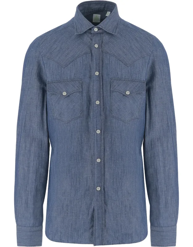 Denim Cotton And Linen Shirt
