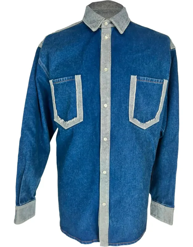 Two-tone Denim Button Down Shirt