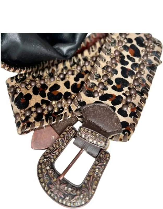 Leopard Hair On Hide Belt In Animal Print